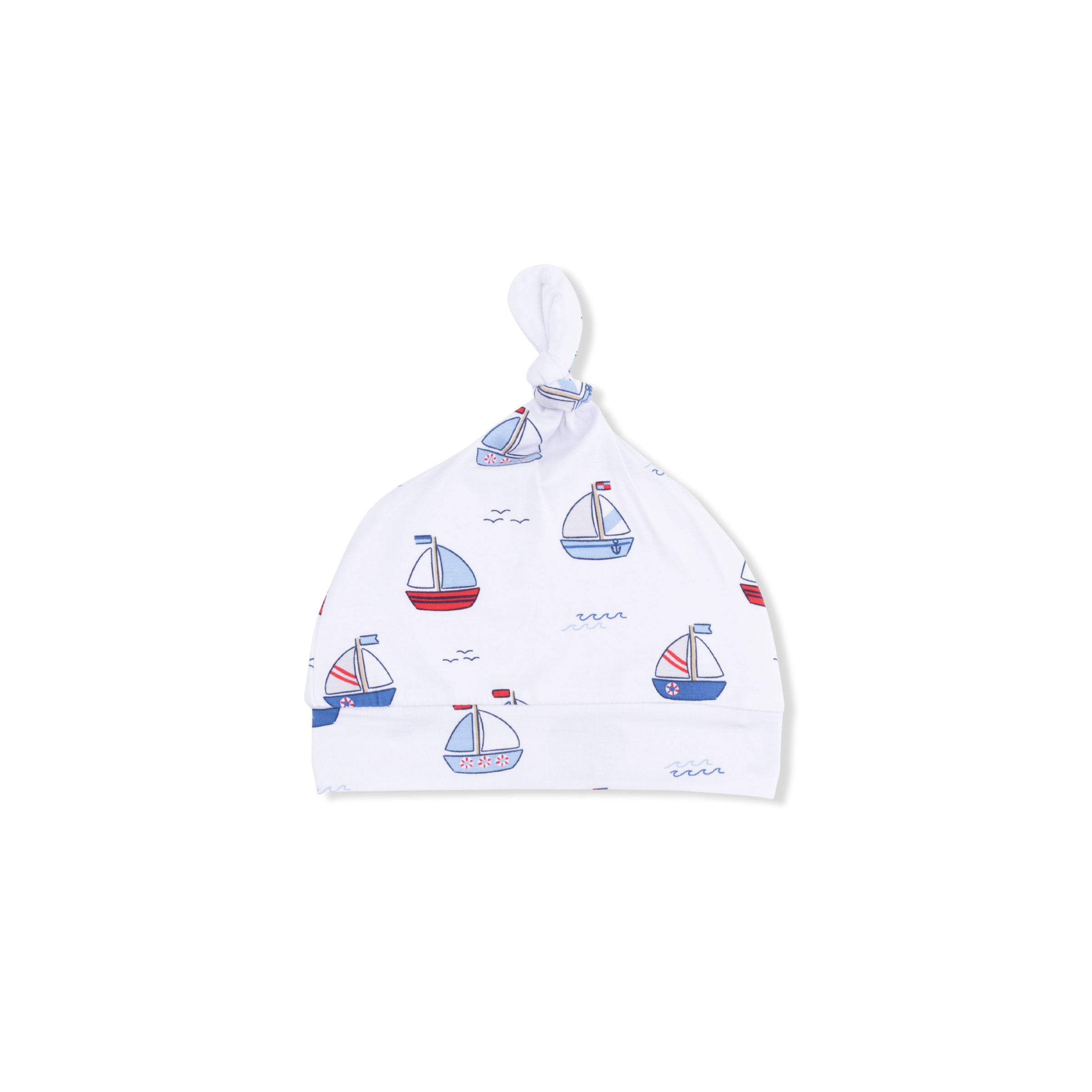 Bubbly Sailboats Blue - Knotted Hat