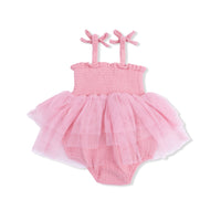 Solid Muslin Poignant Pink - Tutu Bubble & 2 Pack Bow Clips Set