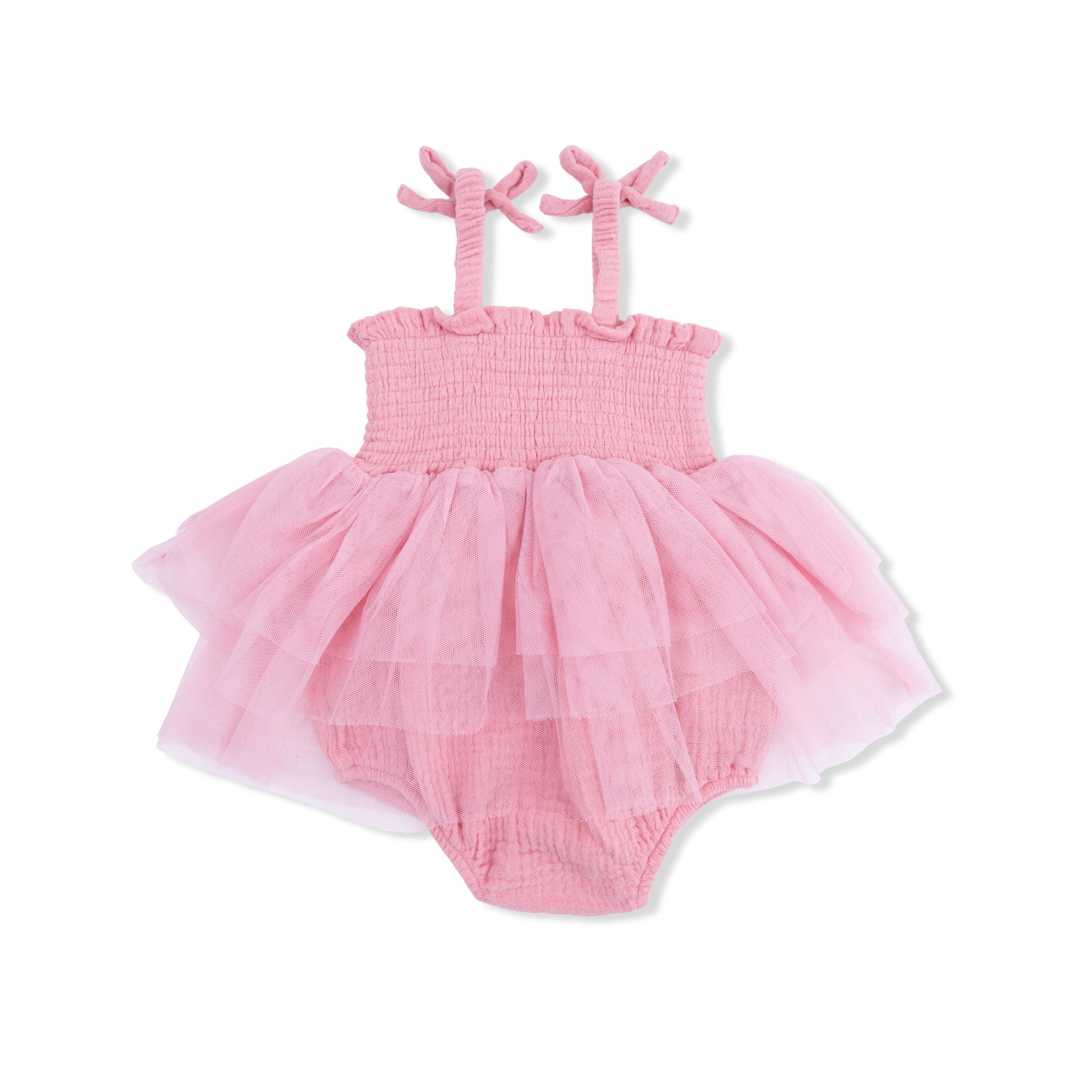 Solid Muslin Poignant Pink - Tutu Bubble & 2 Pack Bow Clips Set