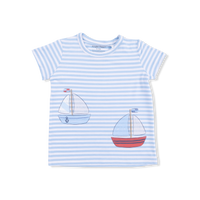 Bubbly Sailboat Stripe - Crew Neck Tee with Cargo Short