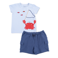 Sailor Sea Creatures Appliques - Crew Neck Tee with Cargo Short