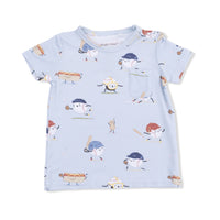 Baseballs Playing Baseball - Crew Neck Tee with Casual Short