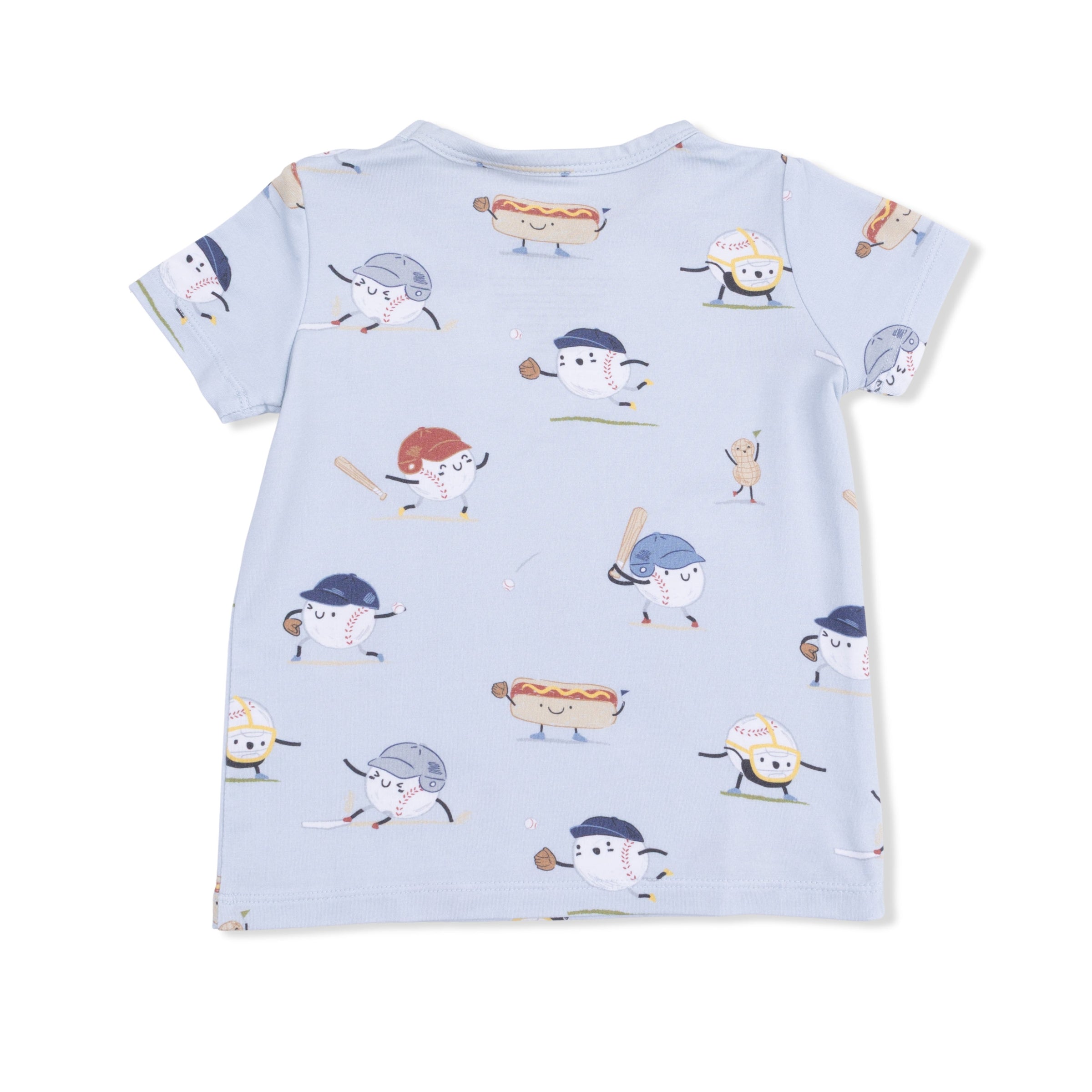 Baseballs Playing Baseball - Crew Neck Tee with Casual Short