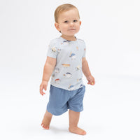 Baseballs Playing Baseball - Crew Neck Tee with Casual Short