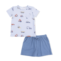 Construction Vehicles - Crew Neck Tee with Casual Short