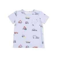 Construction Vehicles - Crew Neck Tee with Casual Short