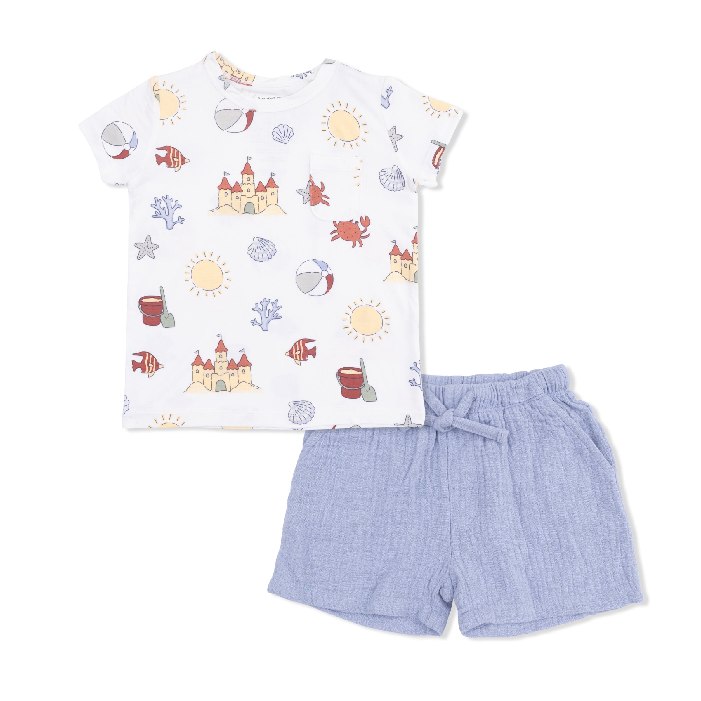 Sunny Sandcastles - Crew Neck Tee with Casual Short