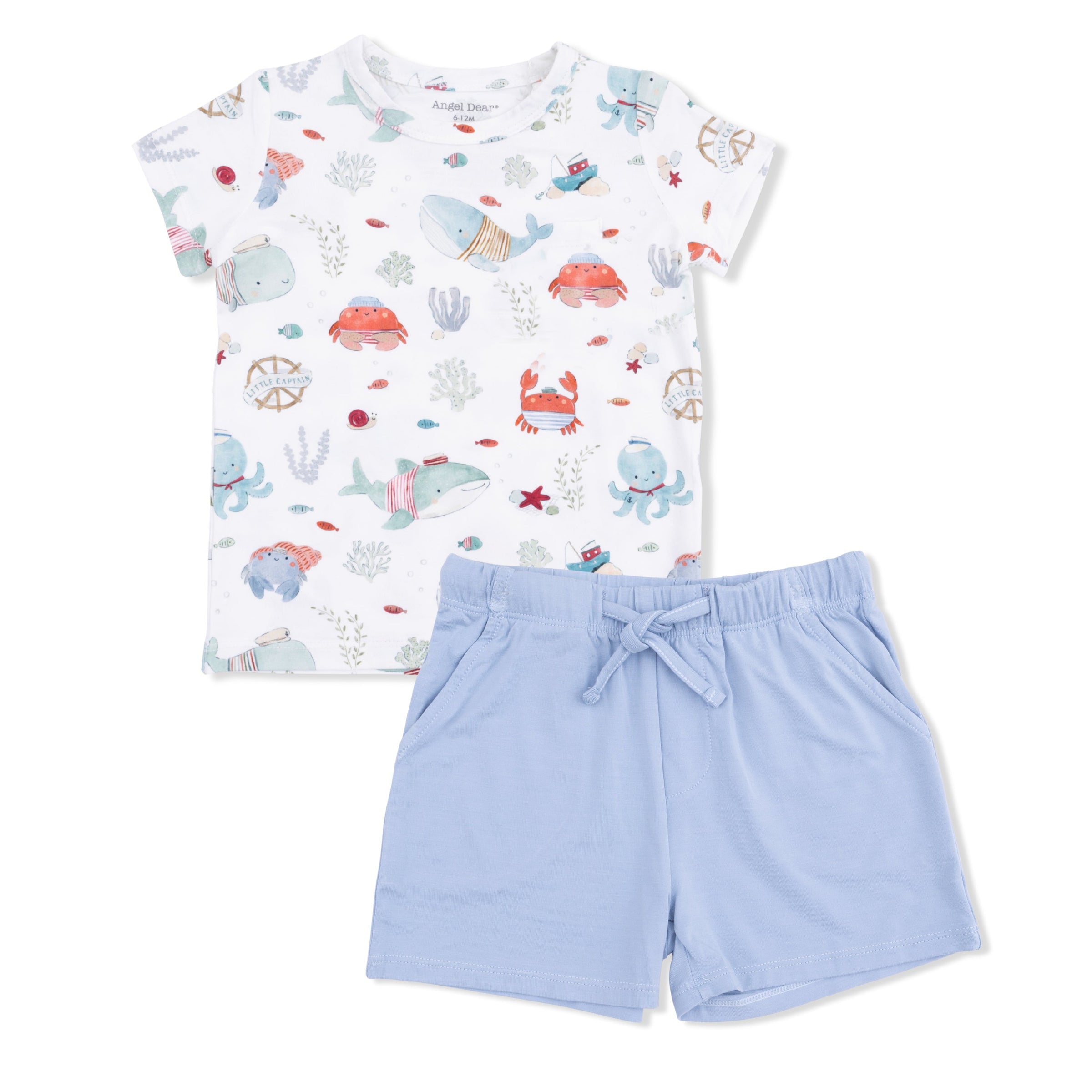 Sailor Sea Creatures - Crew Neck Tee with Casual Short