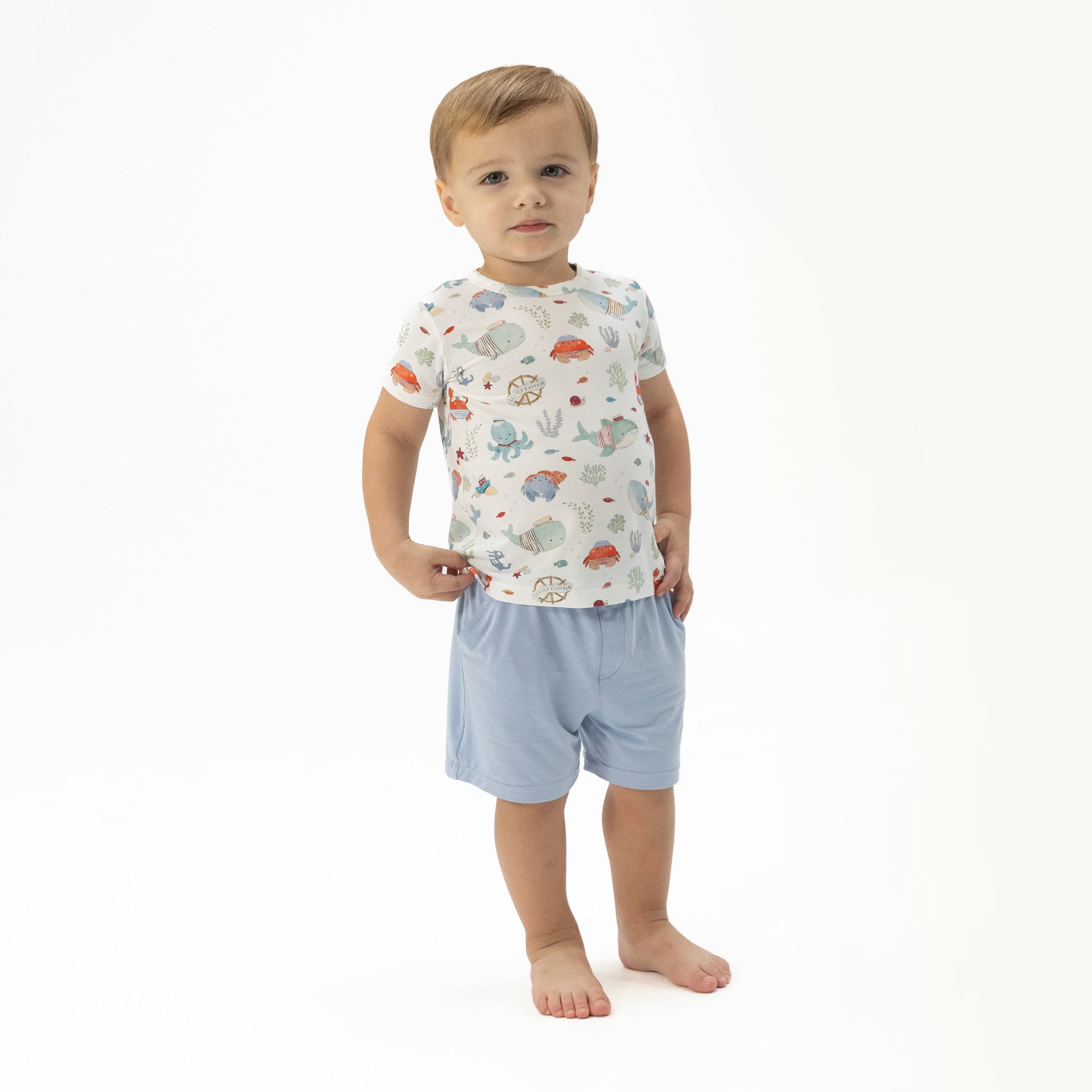 Sailor Sea Creatures - Crew Neck Tee with Casual Short