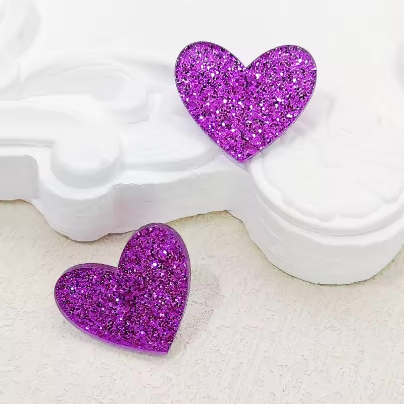 Resin Glitter Heart Earrings