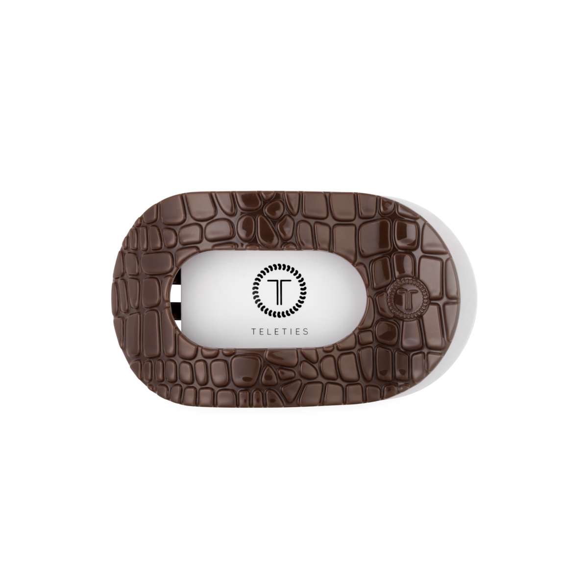 Brown Crocodile | Medium | Flat Round Hair Clip