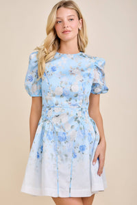 Audrey Floral Puff Sleeve Mini Dress