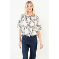 Tegan - Short Sleeve Pattern Flowy Top