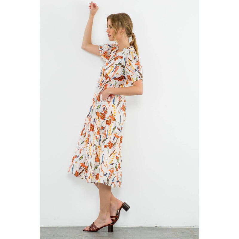 Sonia-Short Sleeve V Neck Floral Dress
