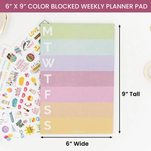 6x9 Rainbow Color Blocked Weekly Planner Planning Pad