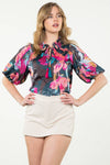 Puff Sleeve Print Top