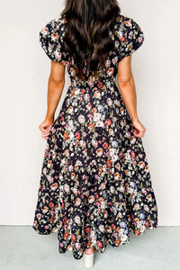 Sally- Black Floral Tiered Maxi Dress