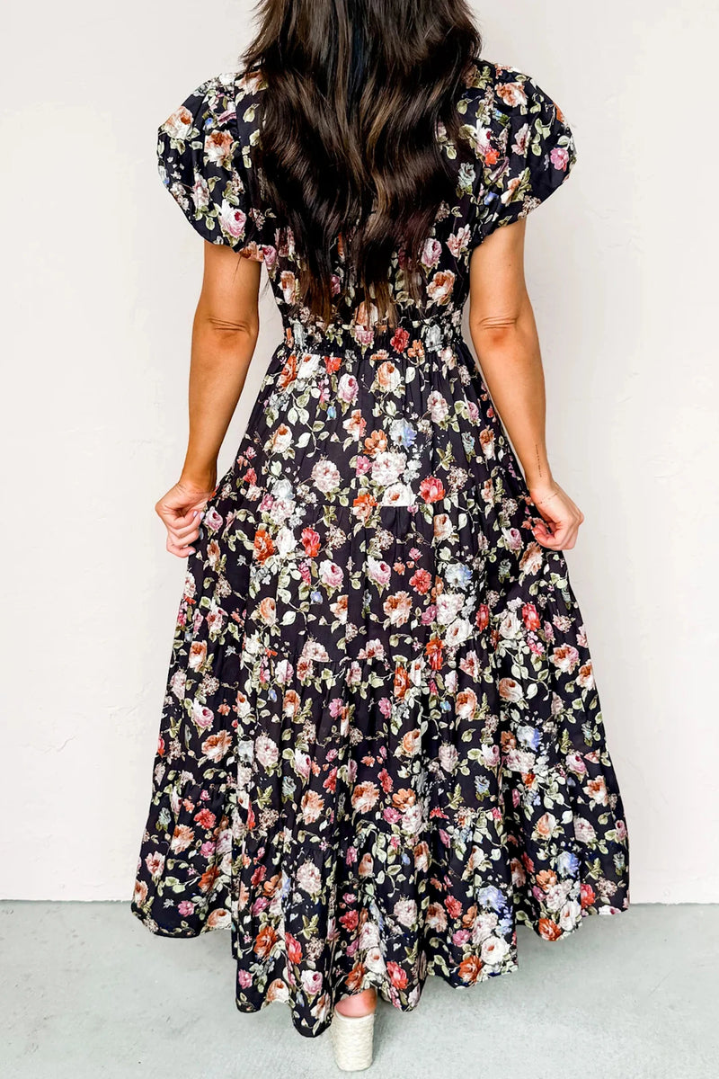 tiered maxi dress black Sally- Floral MEDIUM making it perfect for Custom Size:M red Plaid Azha Black Dresser