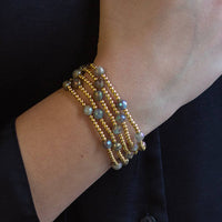 Gold Beaded Bracelets-Dot, Labradorite