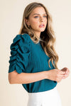 Ruched Sleeve Textured Top