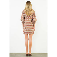 Alina - Long Sleeve Pattern Button Down Dress