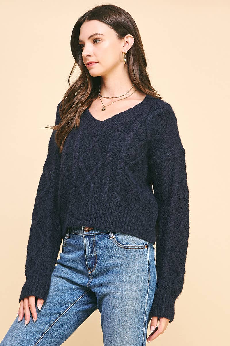 Textured Cable Knit Sweater