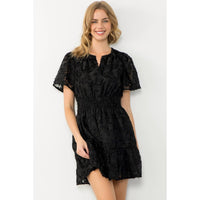 Rosalie-Fringe Detail Flutter Mini Dress