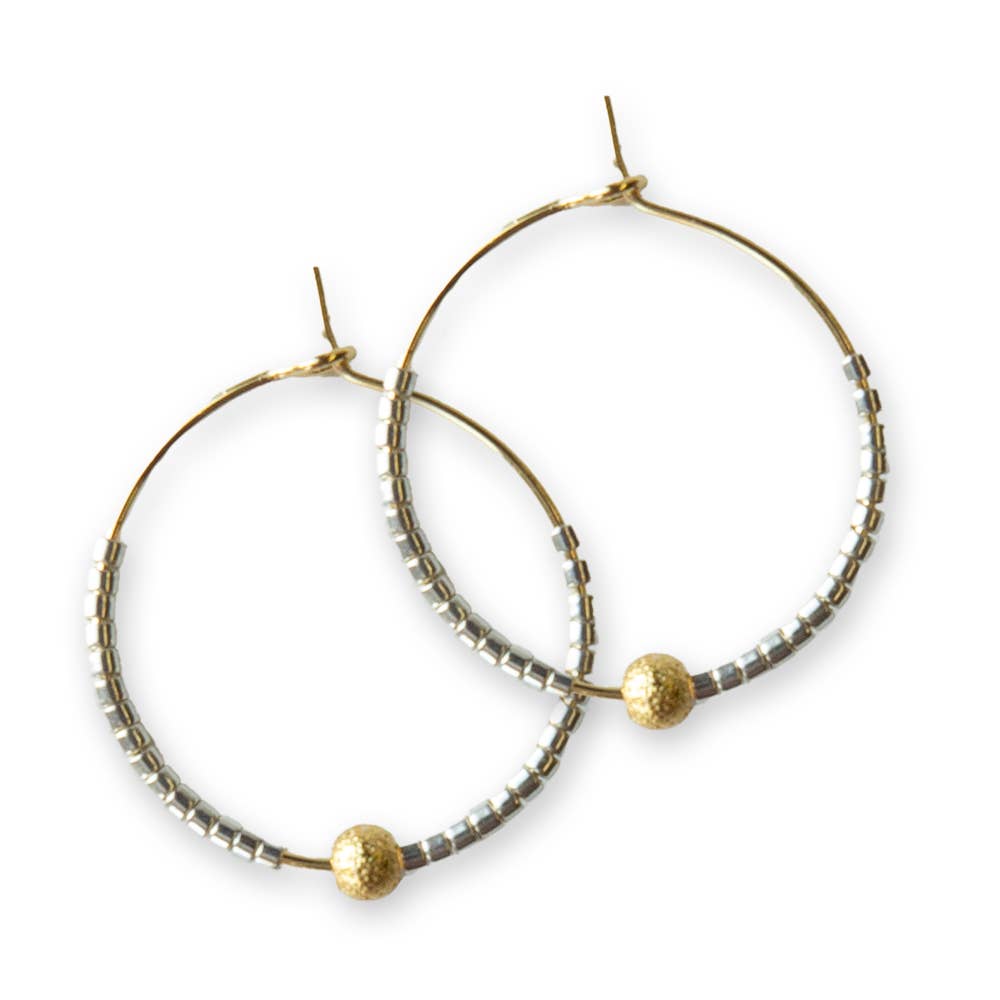Sprinkles Hoop Earrings-Silver/Gold
