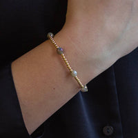 Gold Beaded Bracelets-Dot, Labradorite