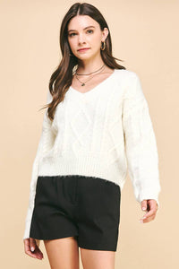 Textured Cable Knit Sweater