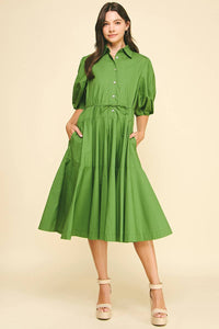 PAYTON - BUTTON DOWN TIERED MIDI DRESS