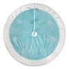 48" Pastel Blue Snowflake Embroidered Tree Skirt With Faux Fur Trim