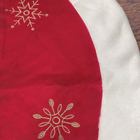48" Red Snowflake Embroidered Tree Skirt With Faux Fur Trim