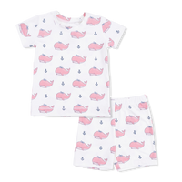 Bubbly Whale with Bow  Pink - Loungewear Short Set