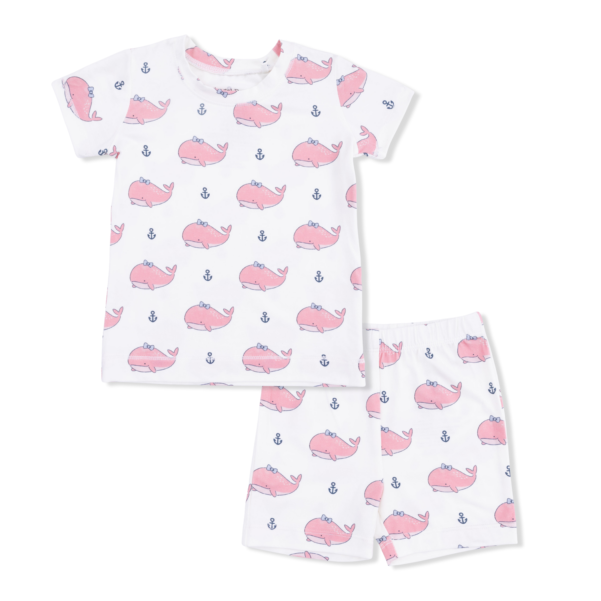 Bubbly Whale with Bow  Pink - Loungewear Short Set