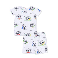 Soccer Balls Playing Soccer  Blue - Loungewear Short Set