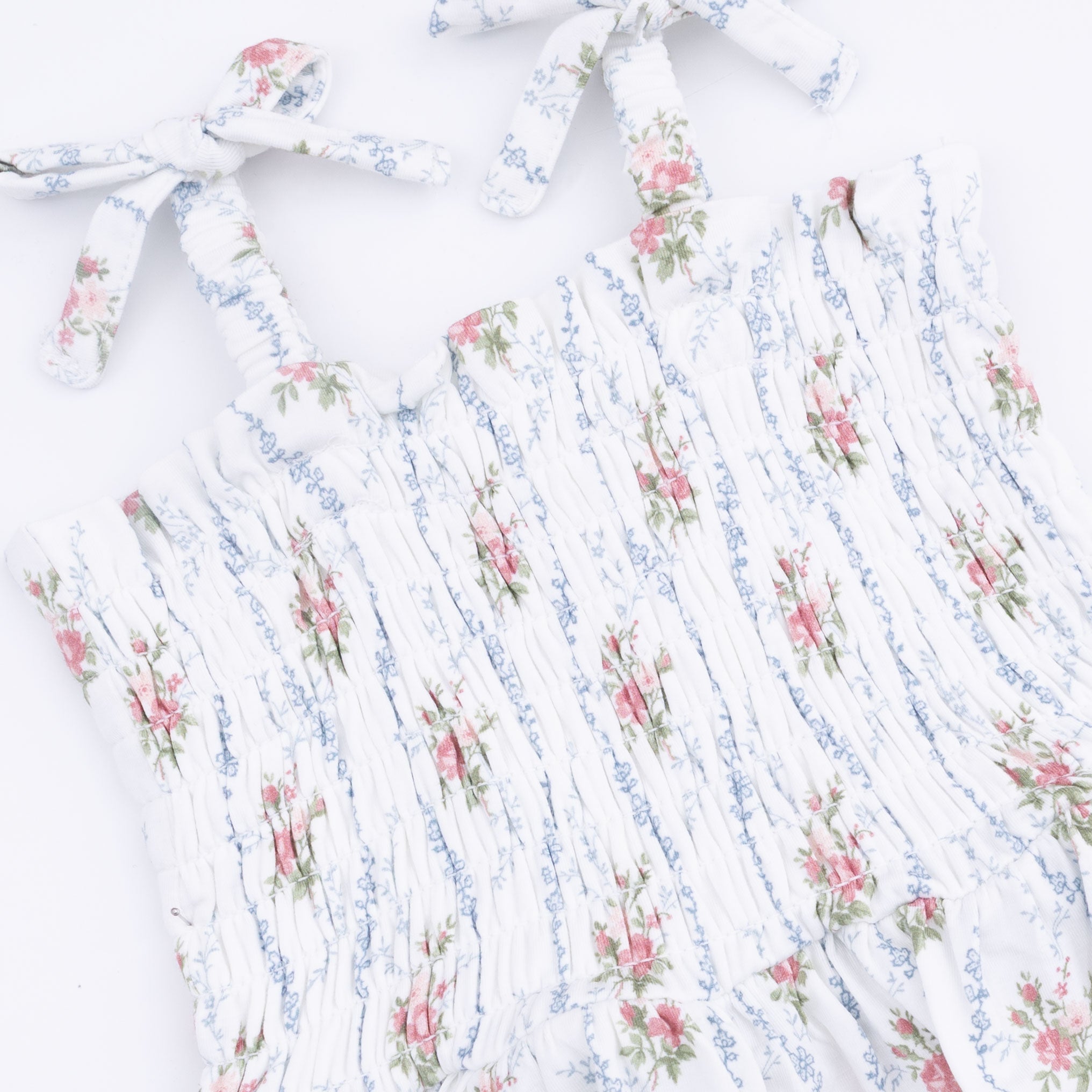 Heirloom Rose Stripe - Smocked Bubble with Skirt