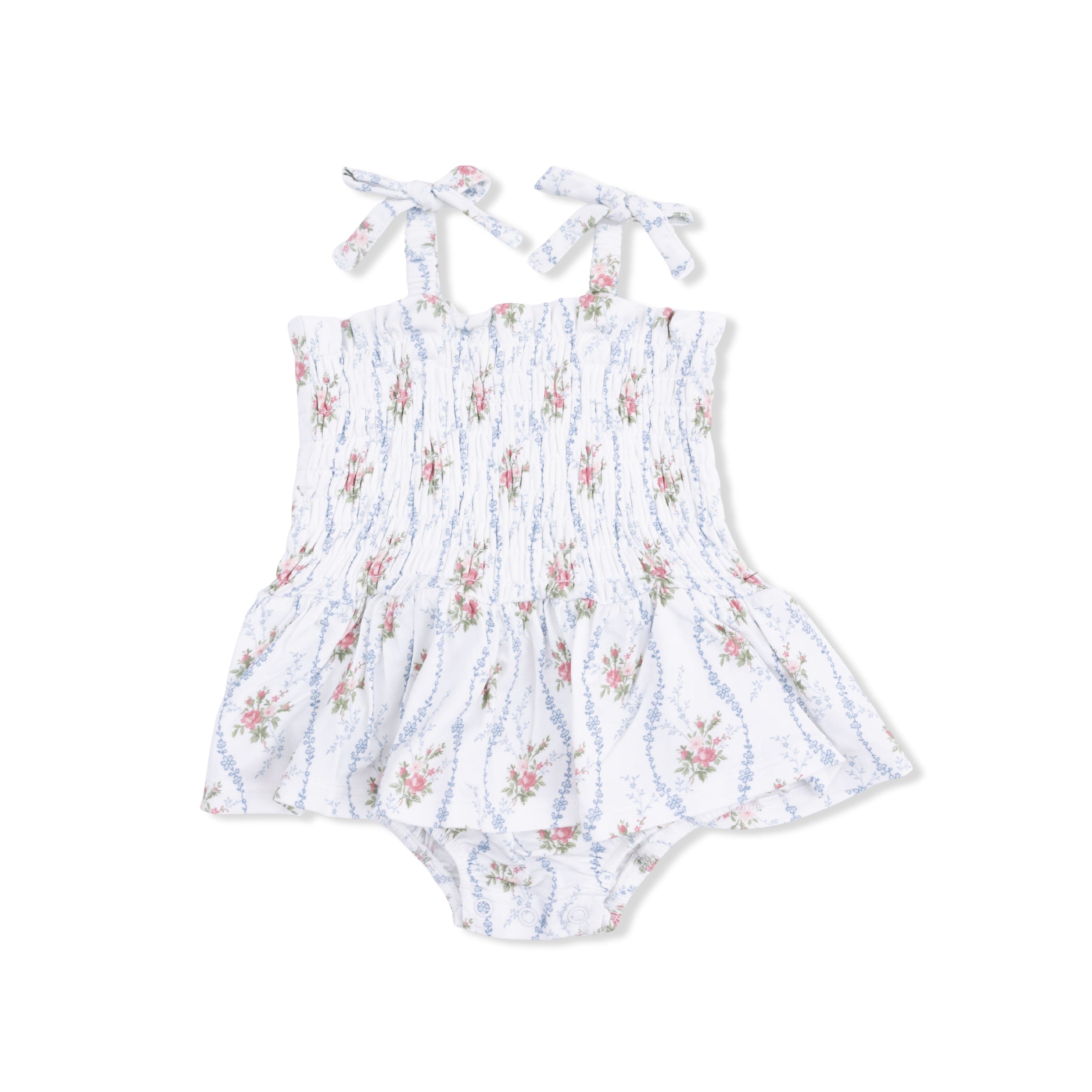 Heirloom Rose Stripe - Smocked Bubble with Skirt