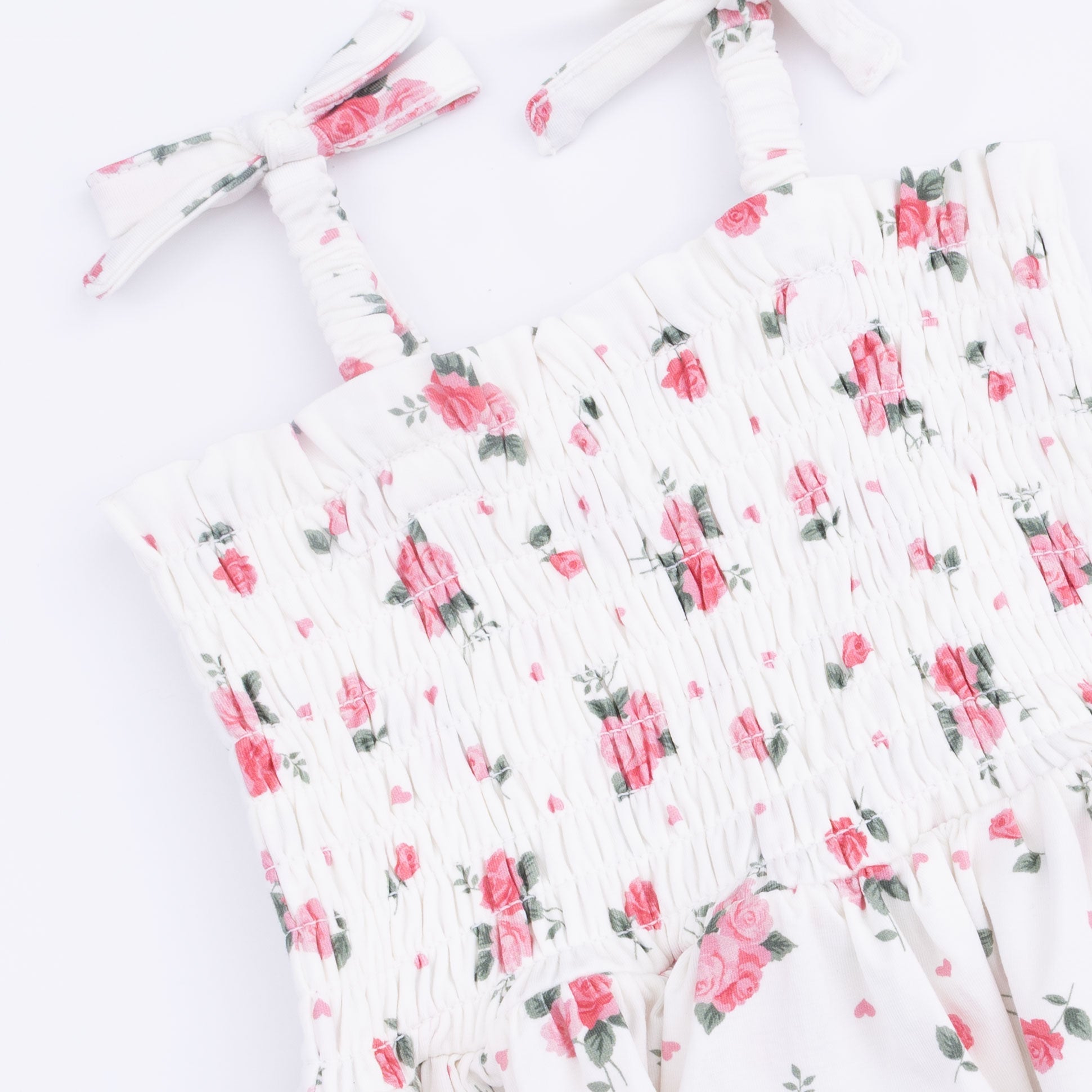 Pink Rosettes - Smocked Bubble with Skirt