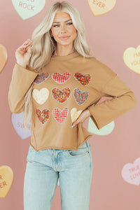 Madelyn- Floral Heart Stitched Exposed Seam Mineral Wash Sweatshirt