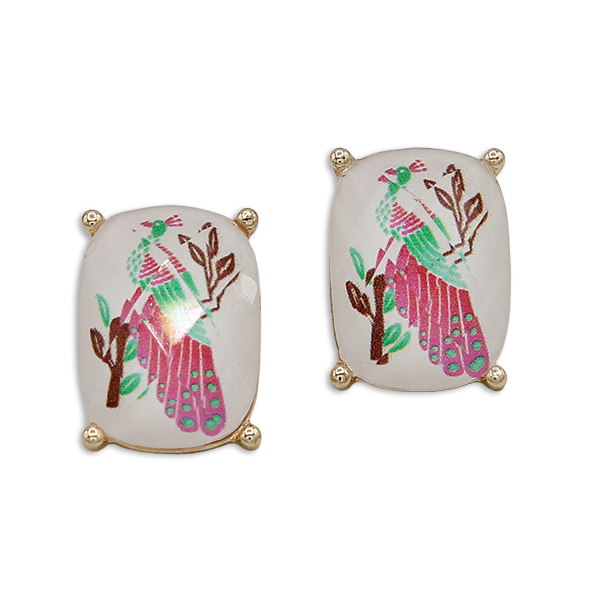 Mahjong tile epoxy stud earrings