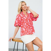 Angela - Puff Sleeve Flower Print Top