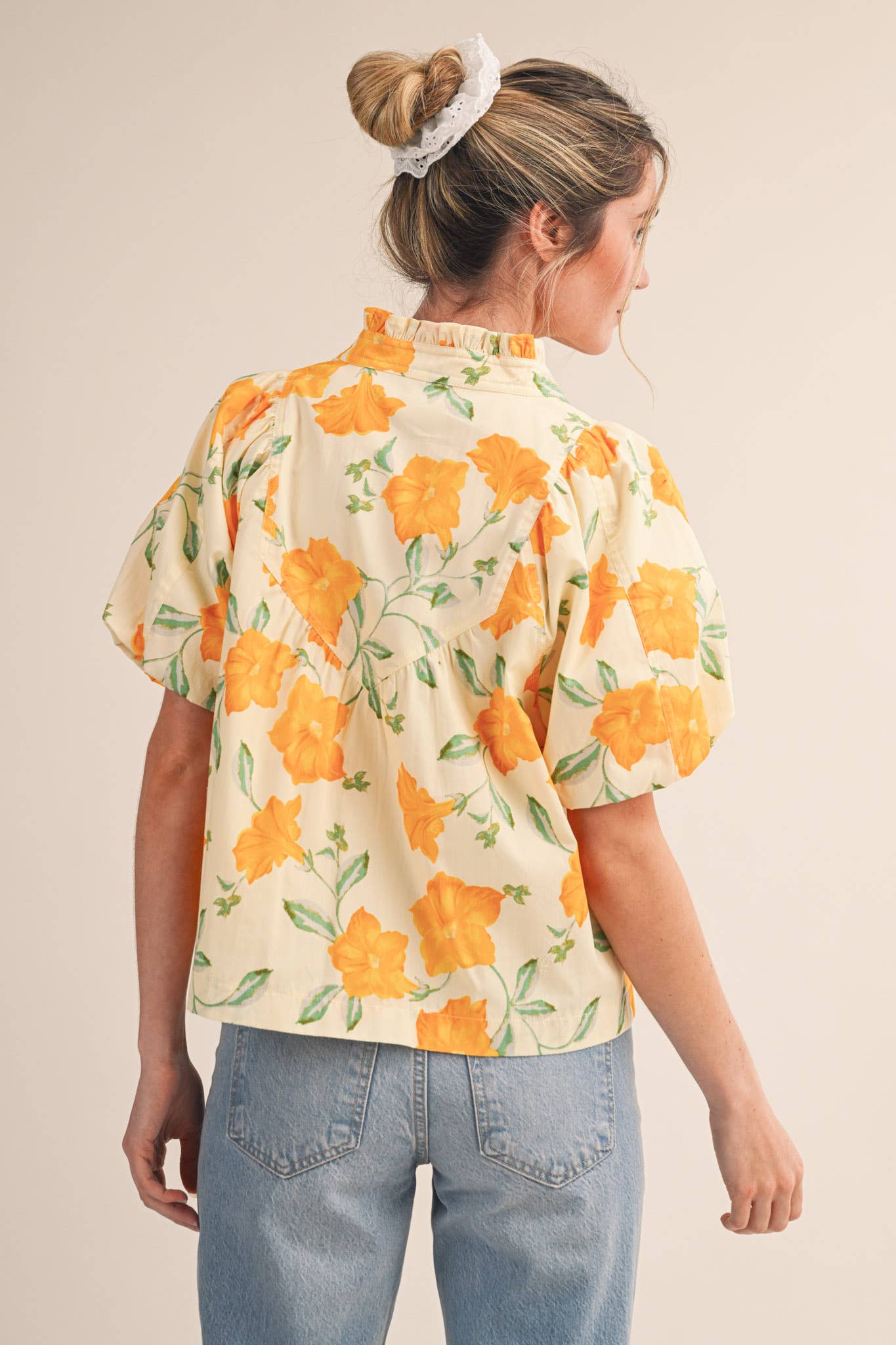 Shelby - Floral Print Bubble Sleeve Blouse