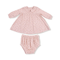 Carrie Floral Pink - Long Sleeve Dress + Diaper Cover