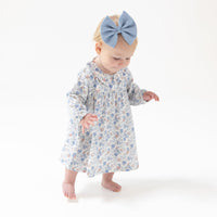 Country Girl Floral - Simple Long Sleeve Peter Pan Collar Dress + Diaper Cover