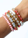 Merry and Bright Christmas Holiday Red & White bracelet set