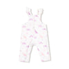 Soft Dinos- Purple - Front Placket Ruffle Overall