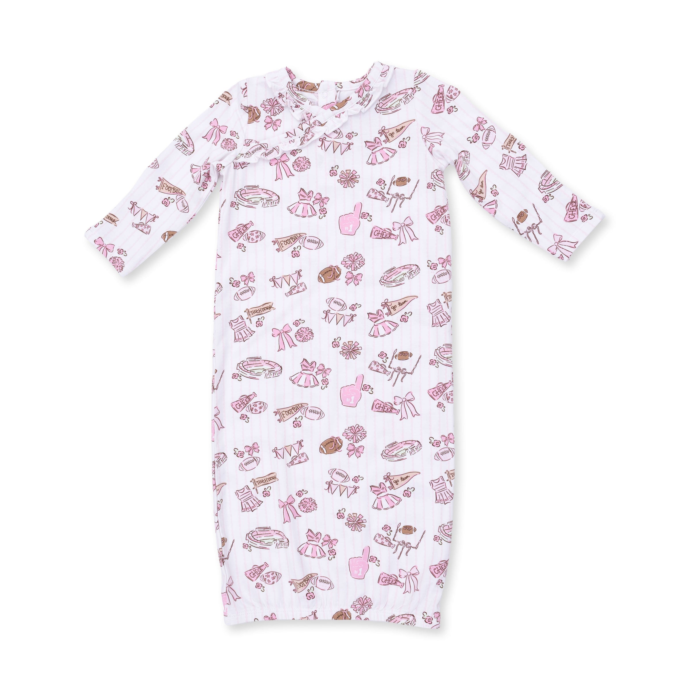 Football Cheer Nursery - Kimono Gown and Ruffle Knotted Hat