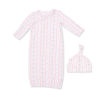 Marnie Rosebud Stripe - Kimono Gown and Knotted Hat