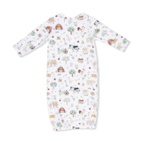 Cute Farm Animals Pink - Kimono Gown & Ruffle Knotted Hat